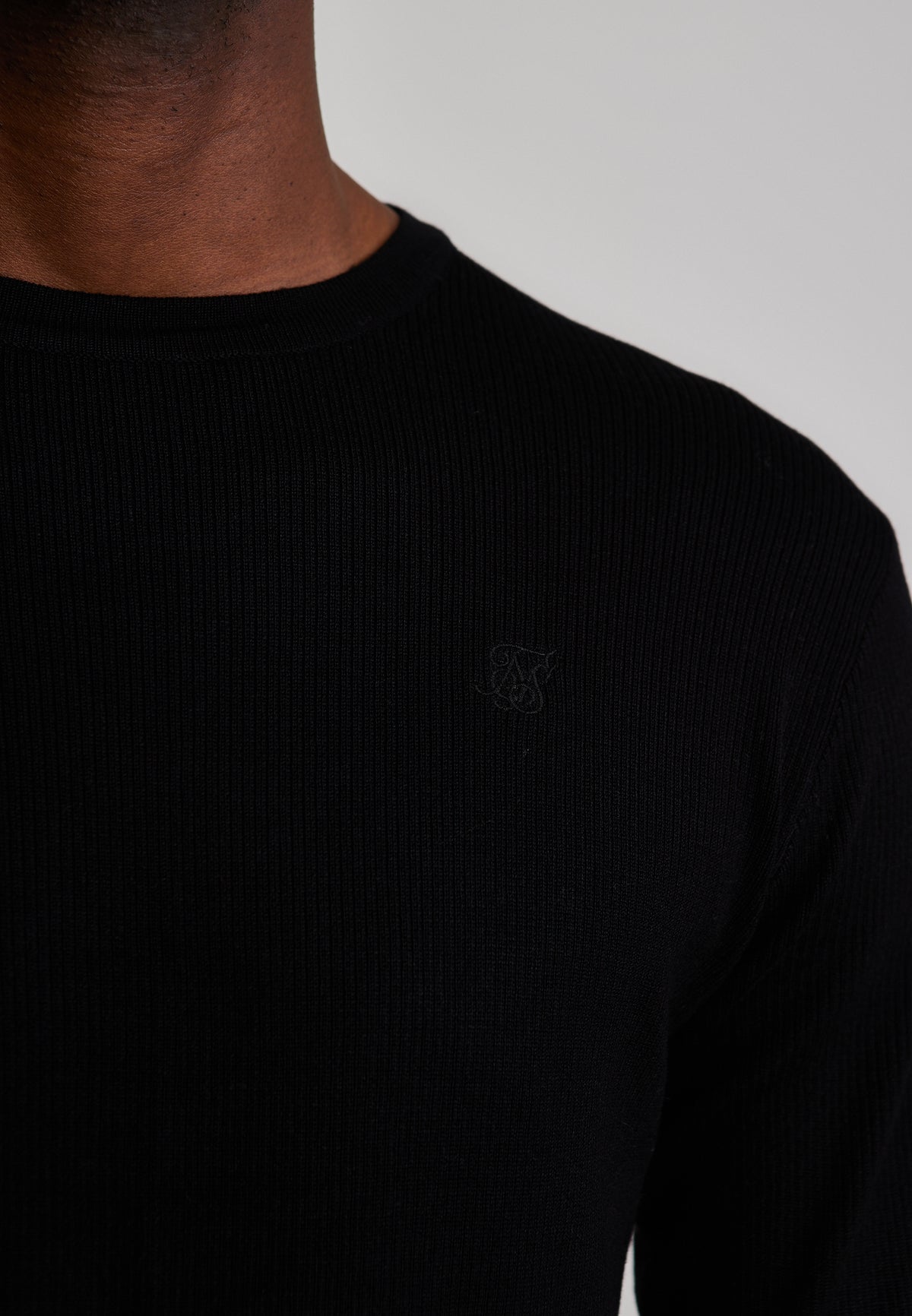 Langarmshirt Knitted in Black T-Shirts SikSilk