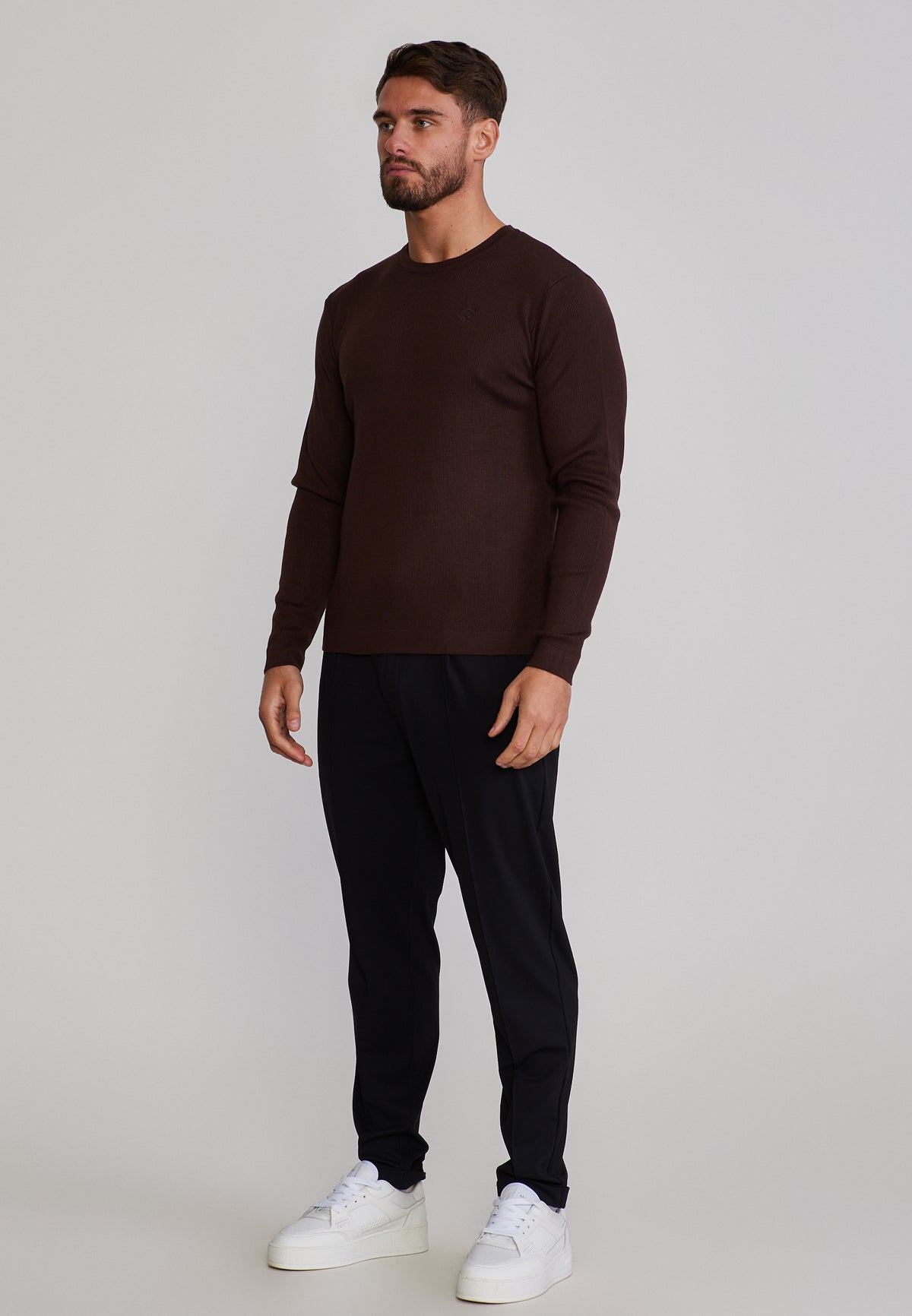 Langarmshirt Knitted in Brown T-Shirts SikSilk