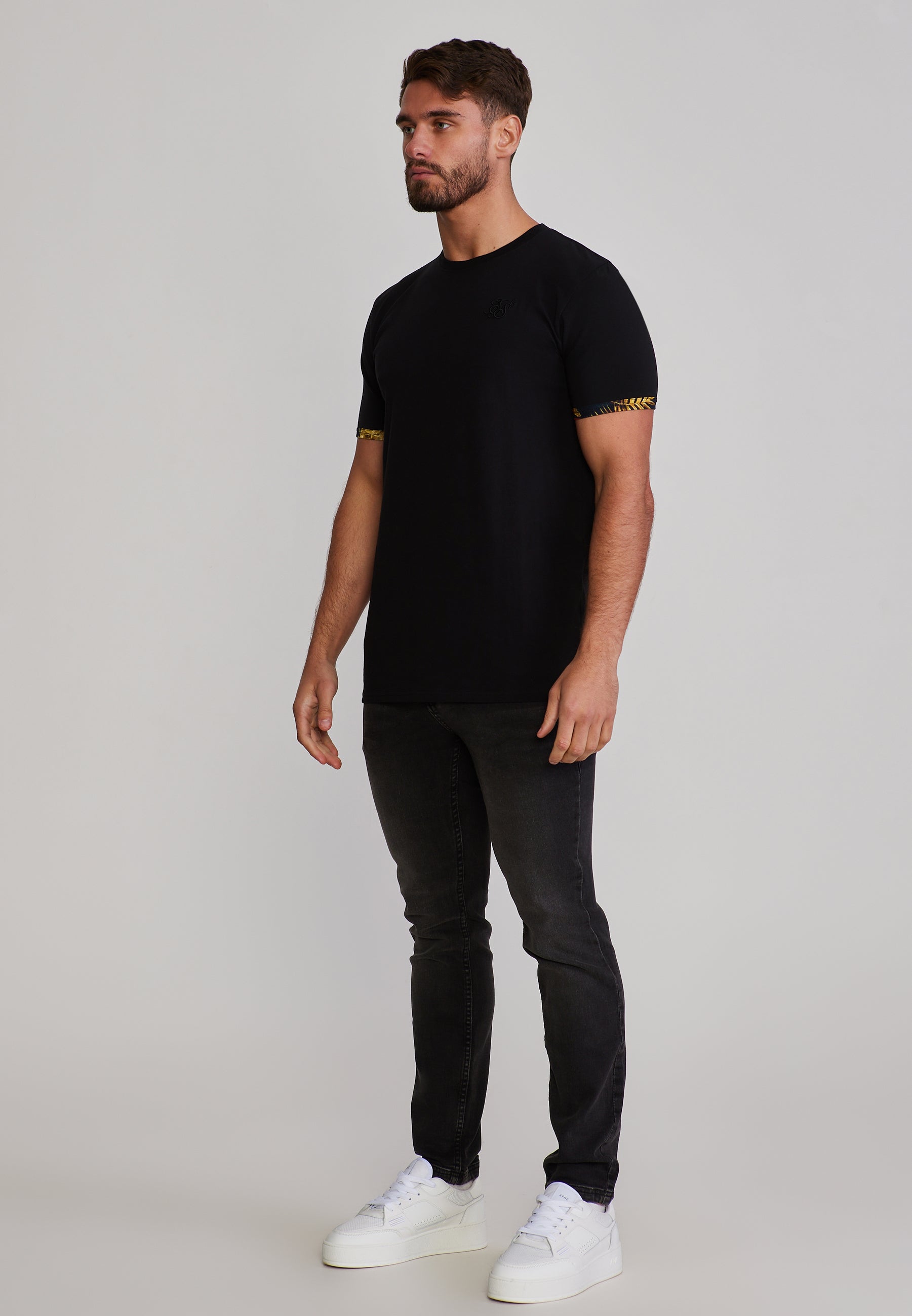 T-Shirt Roll Sleeve in Black T-Shirts SikSilk