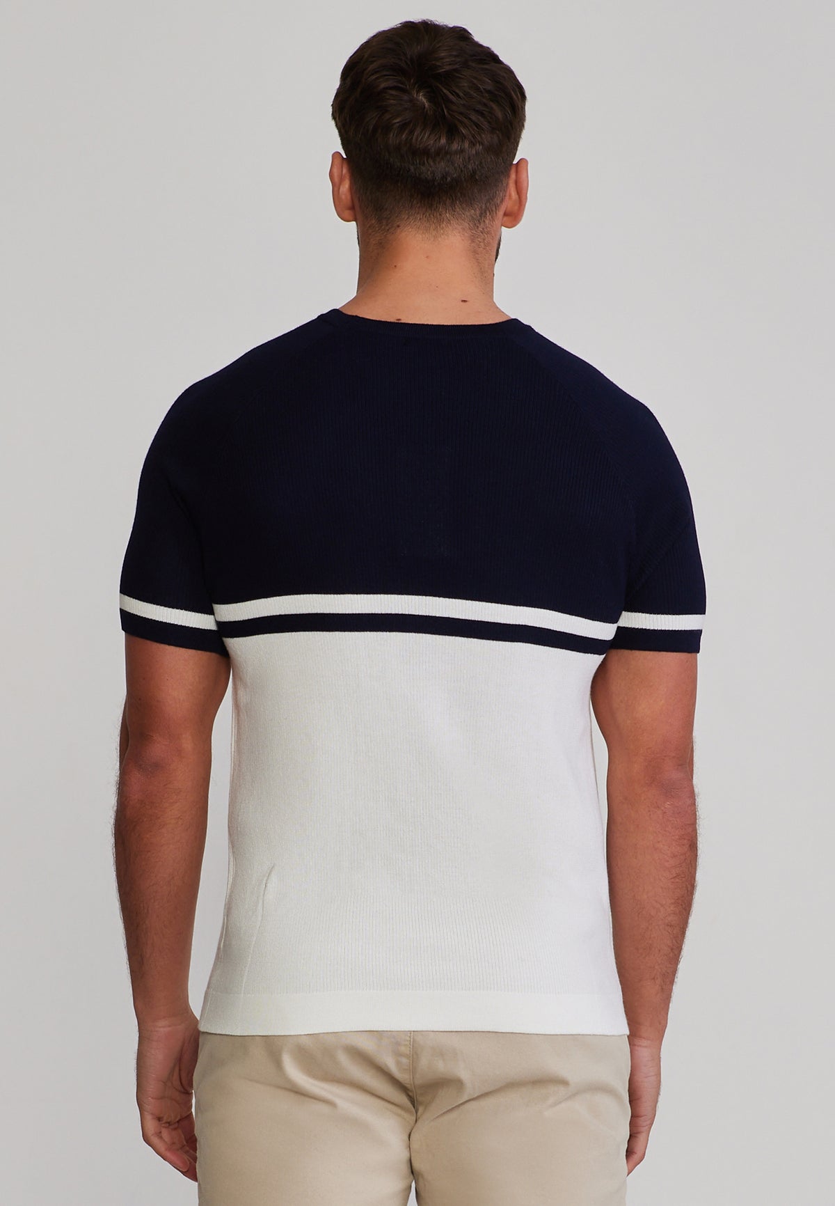 T-Shirt Knitted in Navy/White T-Shirts SikSilk