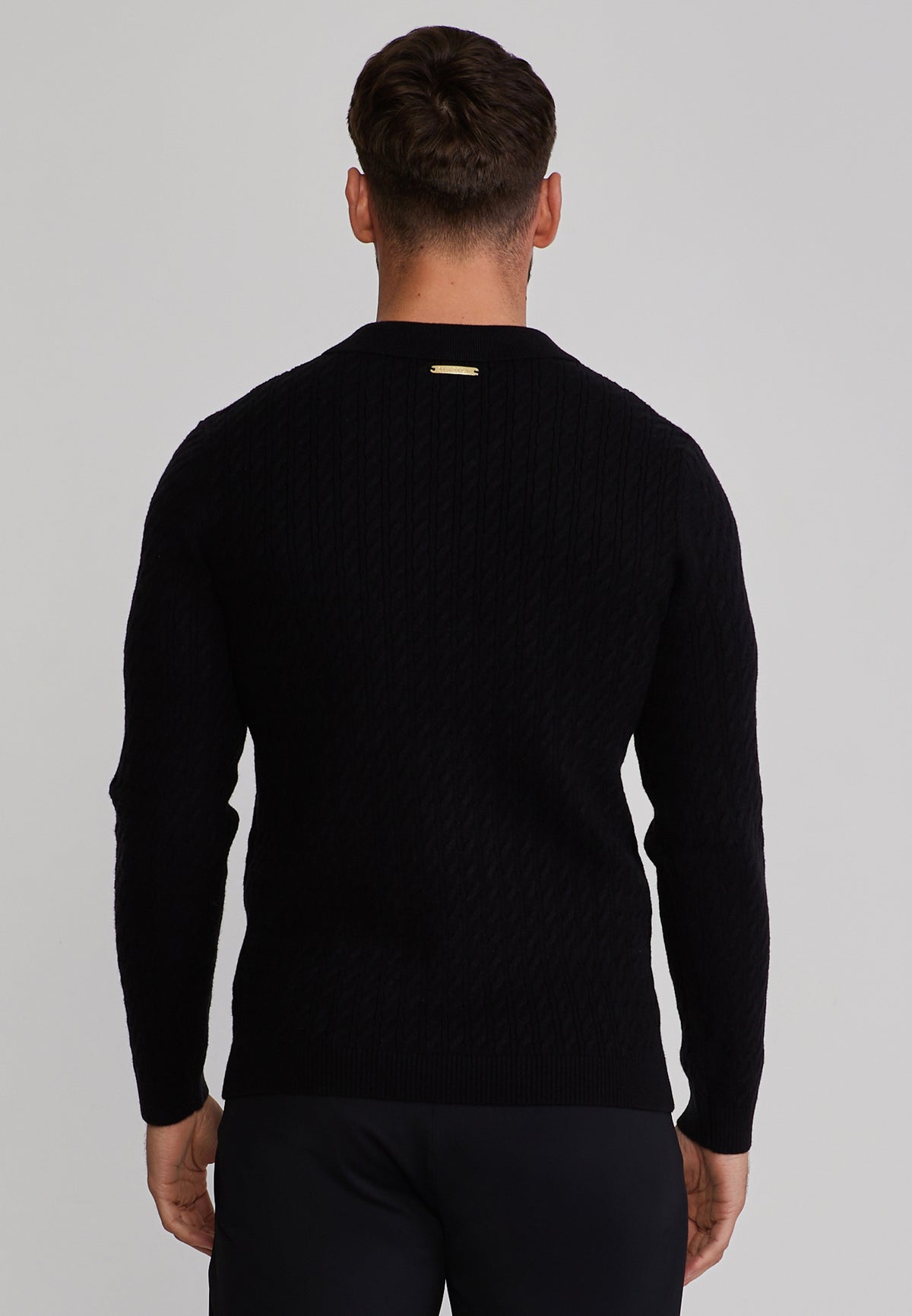 Langarmpolo Knitted Polo in Black T-Shirts SikSilk