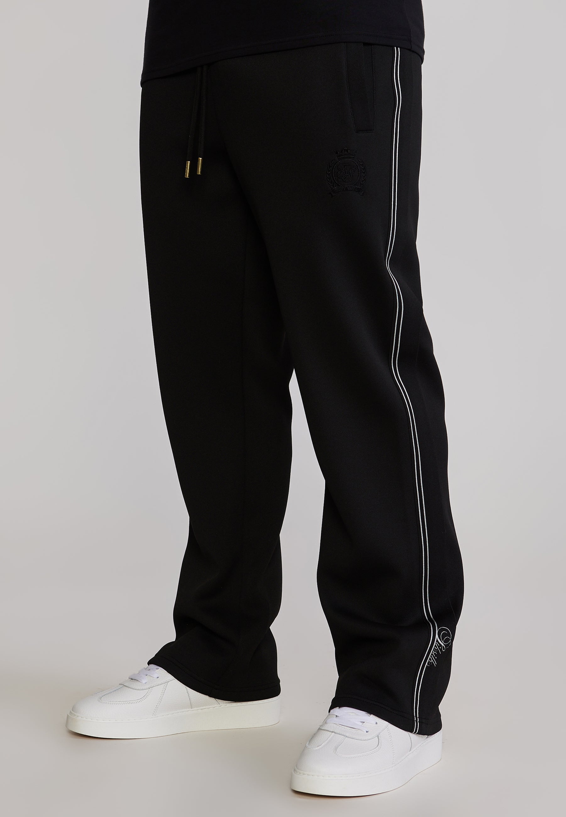Jogginghose Taped in Black Hosen SikSilk