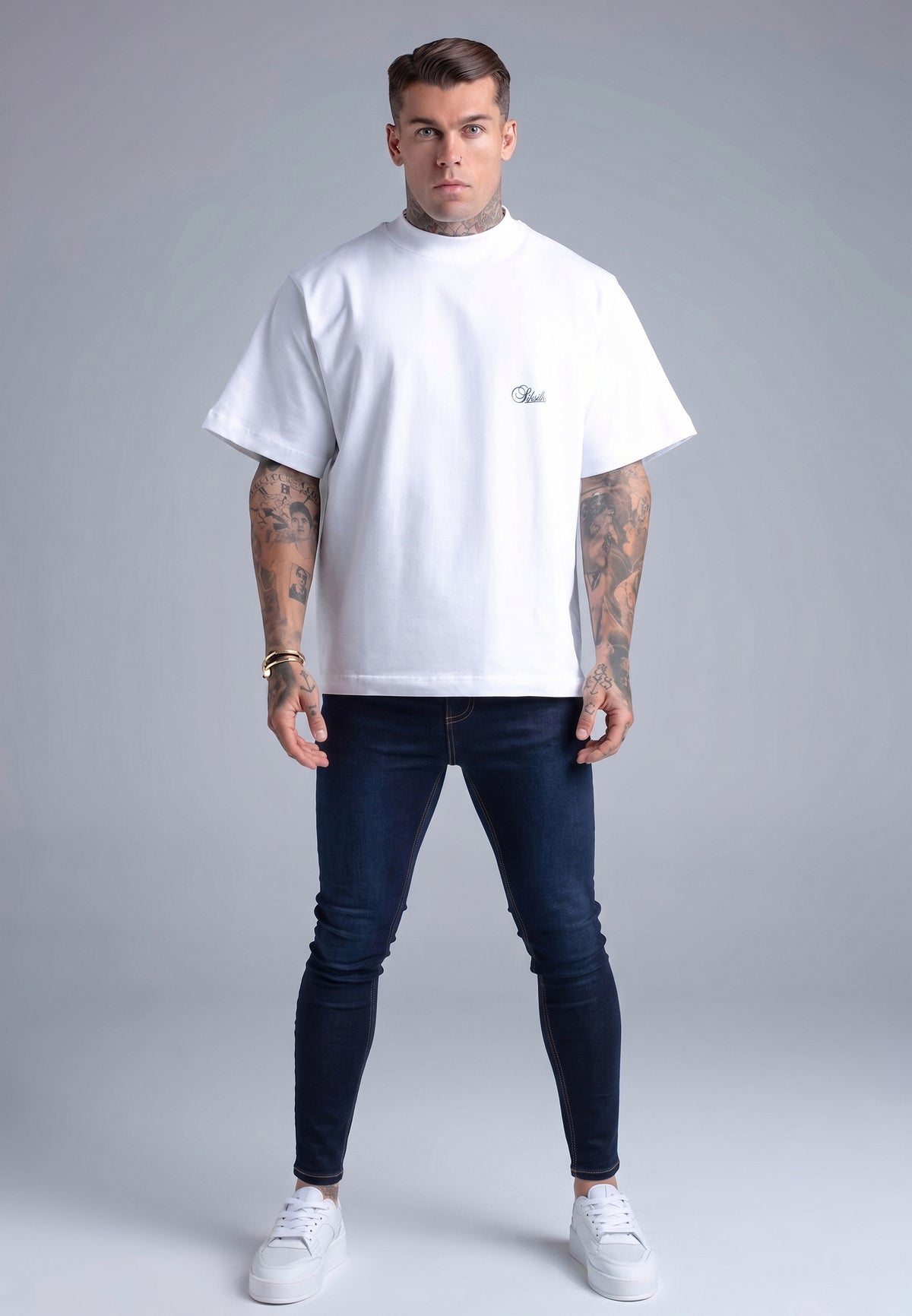 Jeans Skinny in Washed Indigo Blue Jeans SikSilk