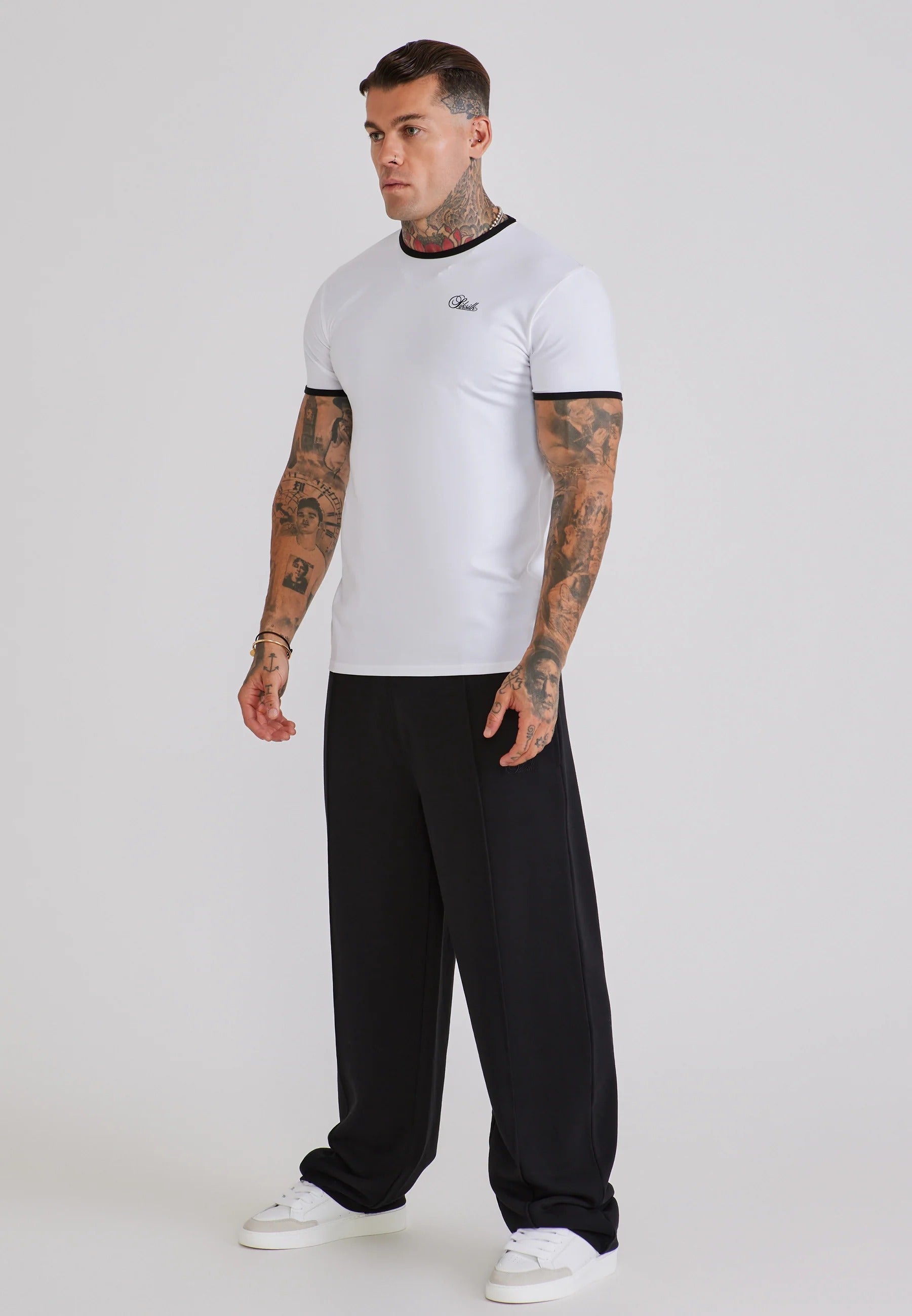T-Shirt Ringer in White/Black T-Shirts SikSilk