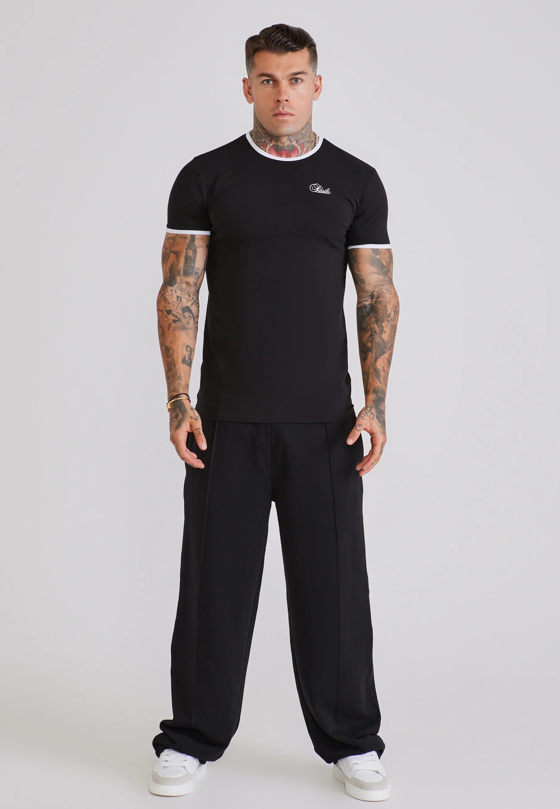 T-Shirt Ringer in Black/White T-Shirts SikSilk