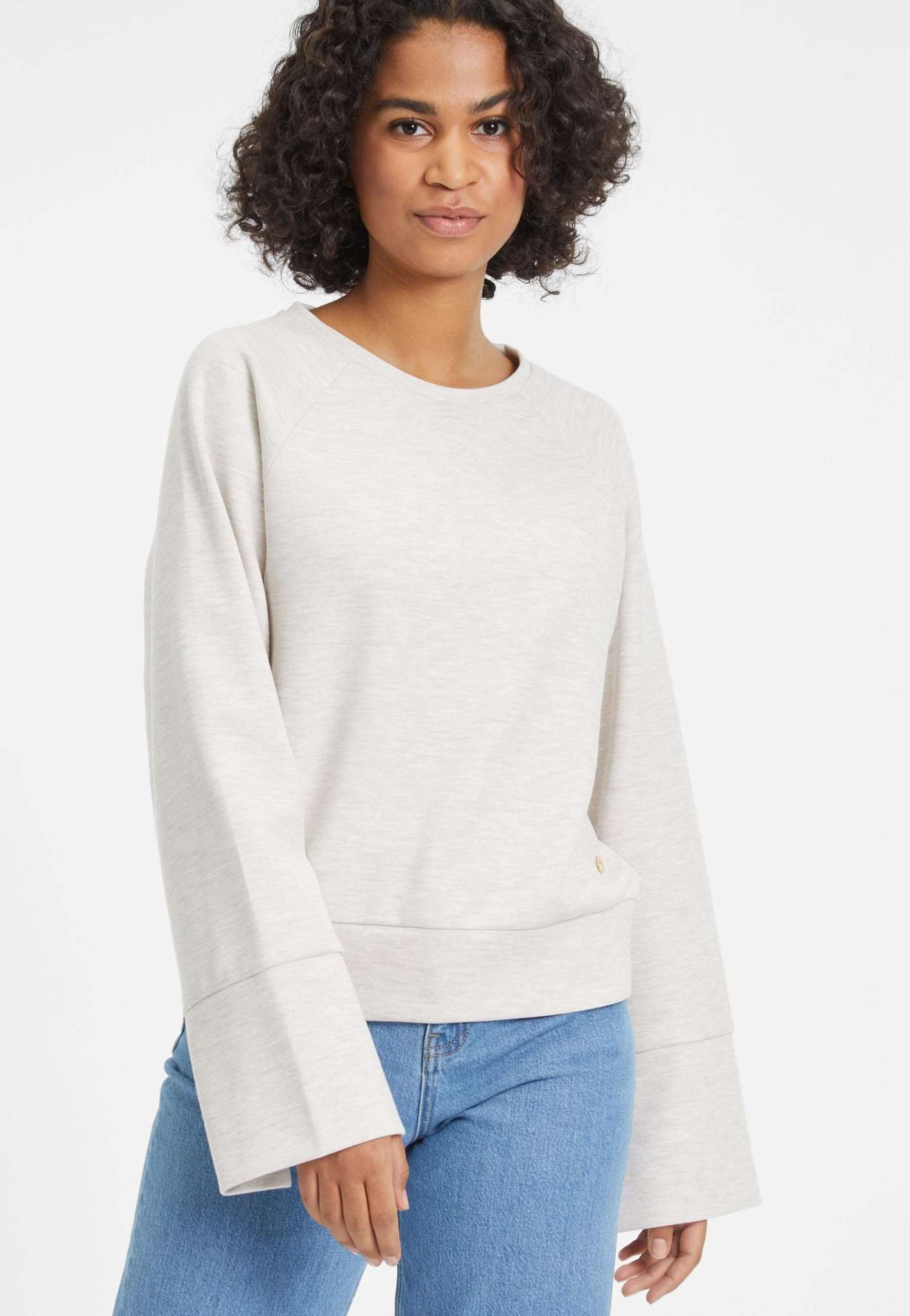 Bahren Slit Sleeve Sweater in Tapioca Melange Sweatshirts Tamaris   