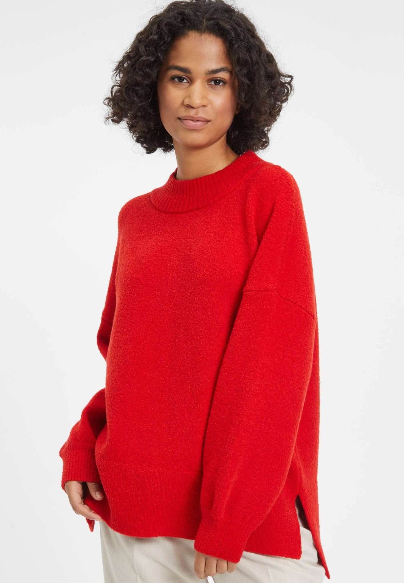 Barlt Boucle Knit Sweater in Fiery Red Pullover Tamaris   