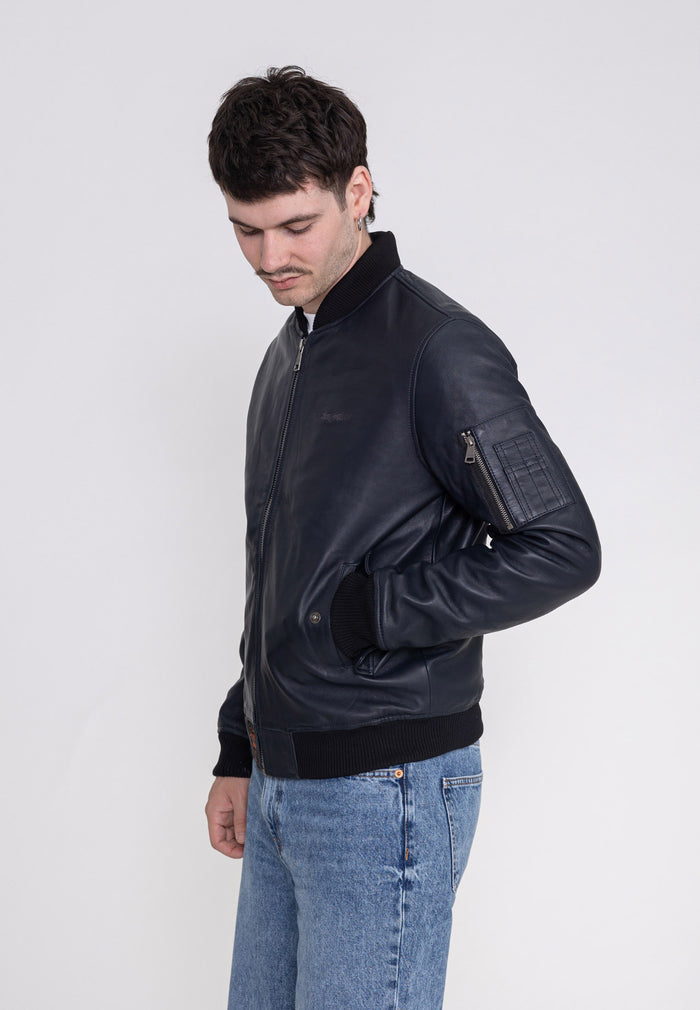 Viper M Lederjacke in Black Jacken Bombers Original   