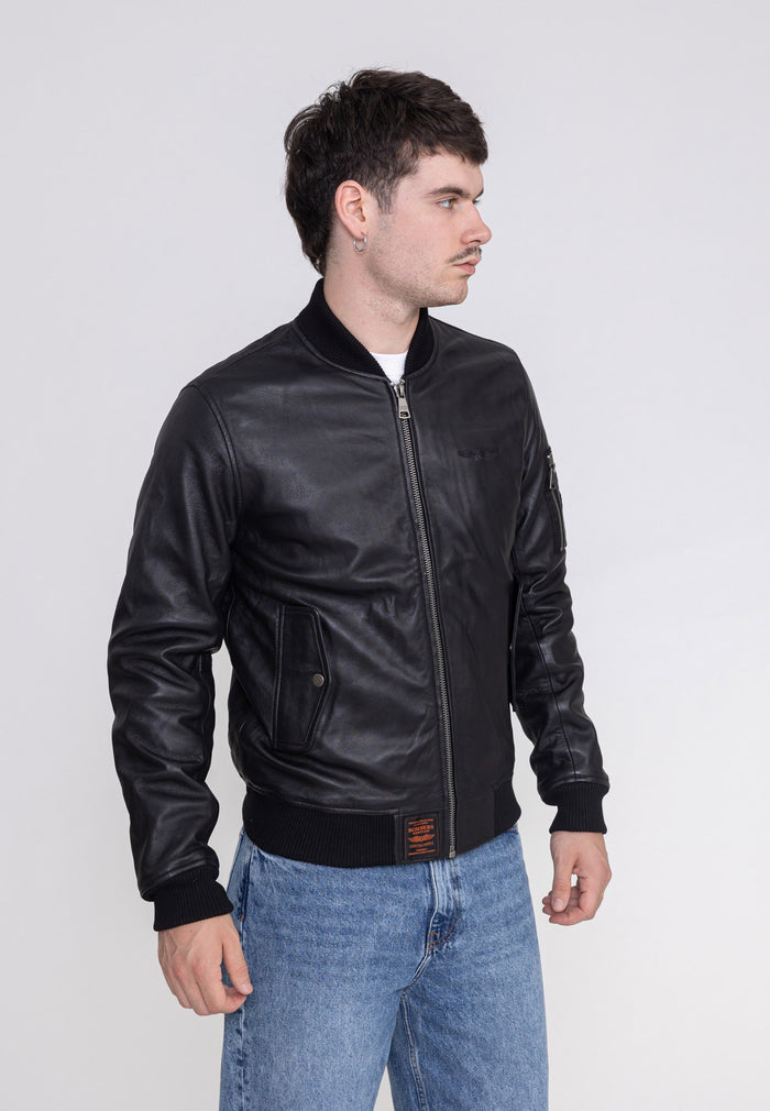 Viper M Lederjacke in Black Jacken Bombers Original   