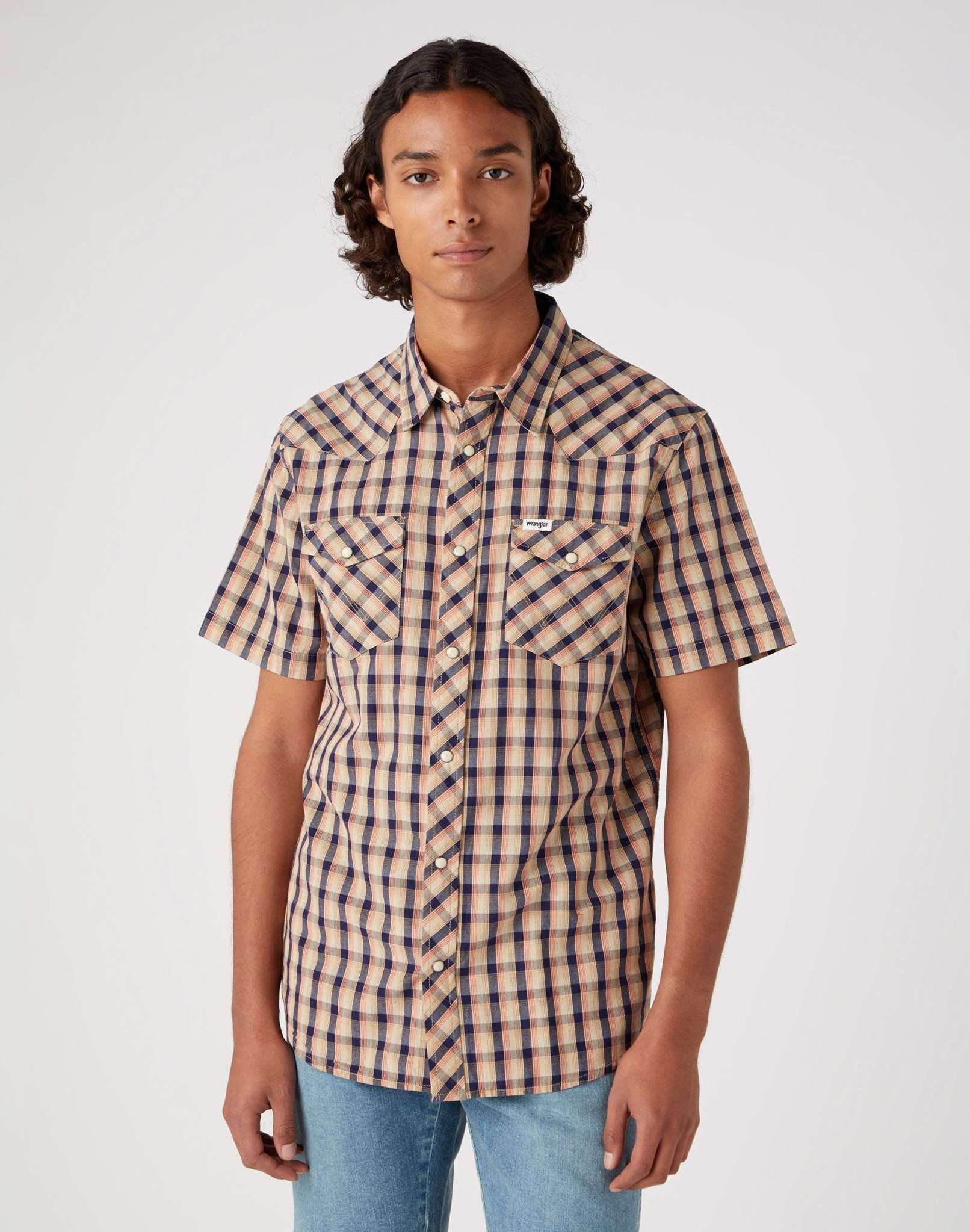 Short Sleeve Western Shirt in Tobacco Brown Hemden Wrangler   