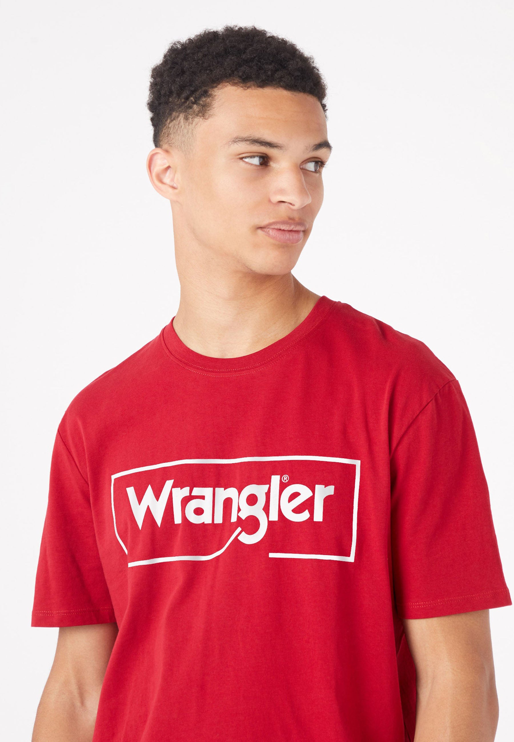 Frame Logo Tee in Red T-Shirts Wrangler   