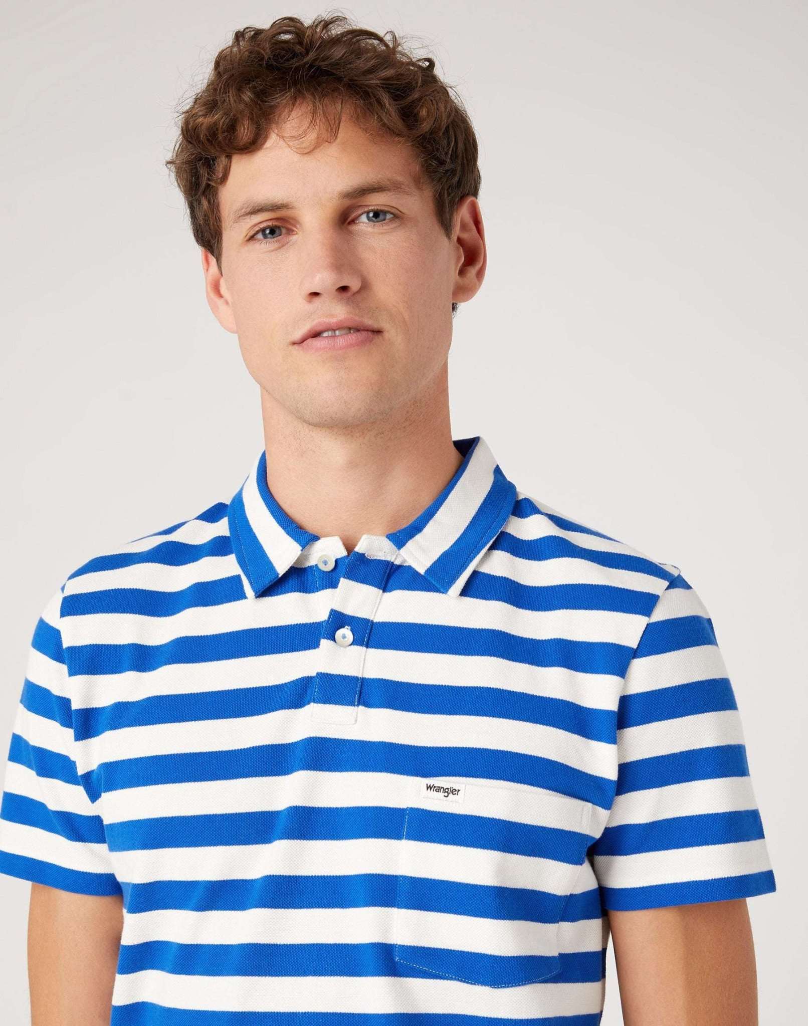Stripe Polo Shirt in Wrangler Blue Polos Wrangler   