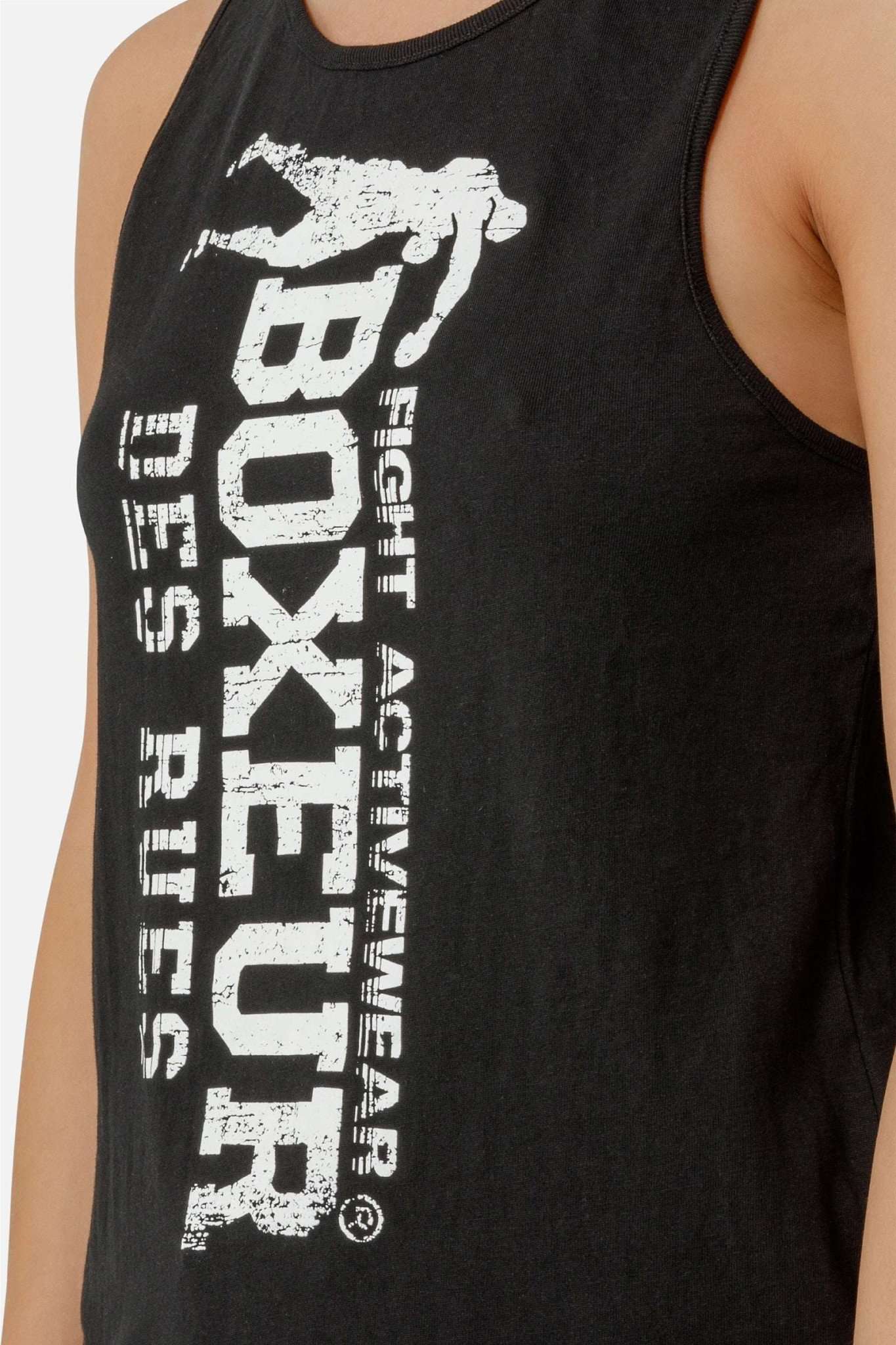 Basic Tank Top With Front Logo in Black Tops Boxeur des Rues   