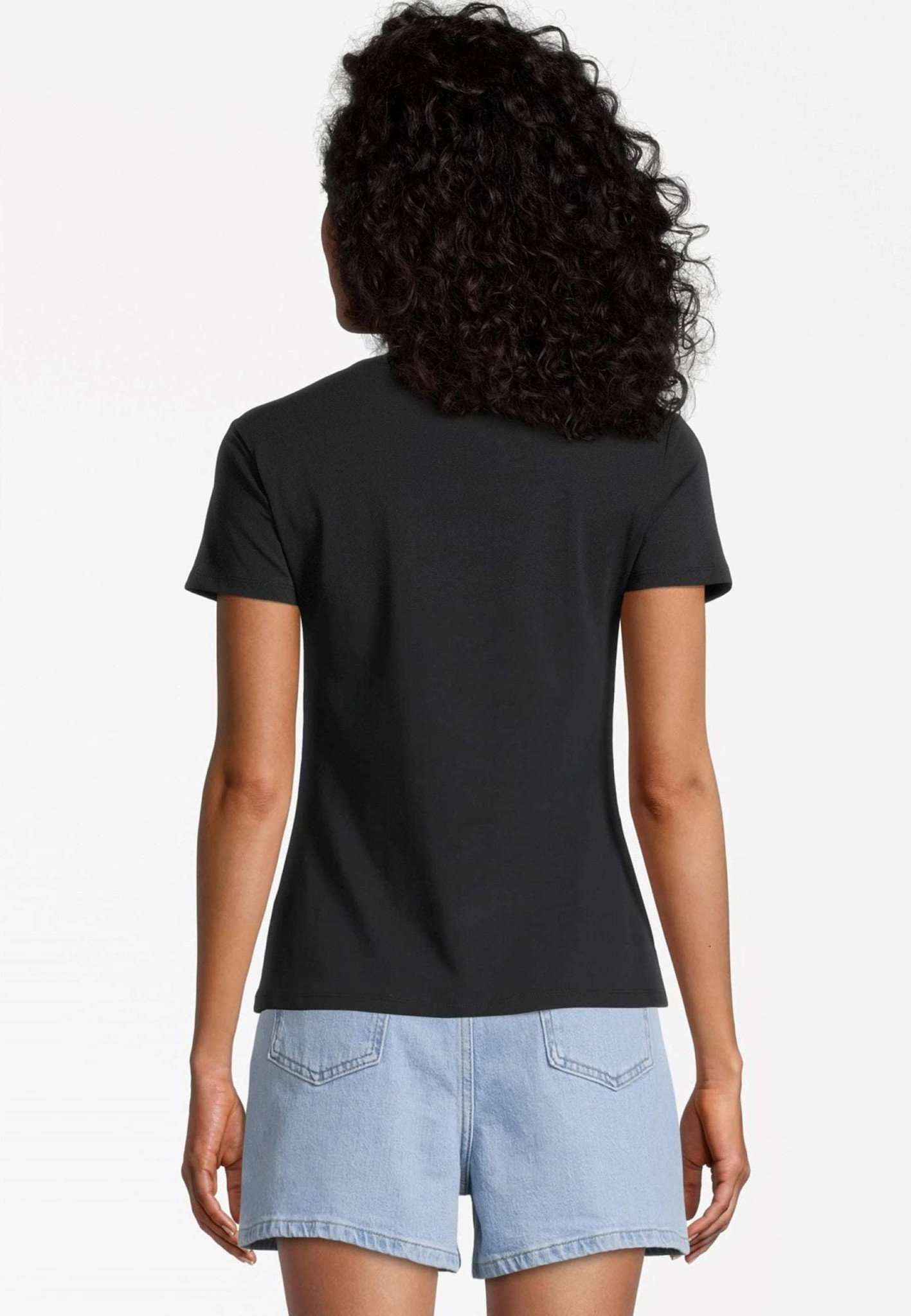 Alba Deep Neck Slim Tee in Black Beauty T-Shirts Tamaris   