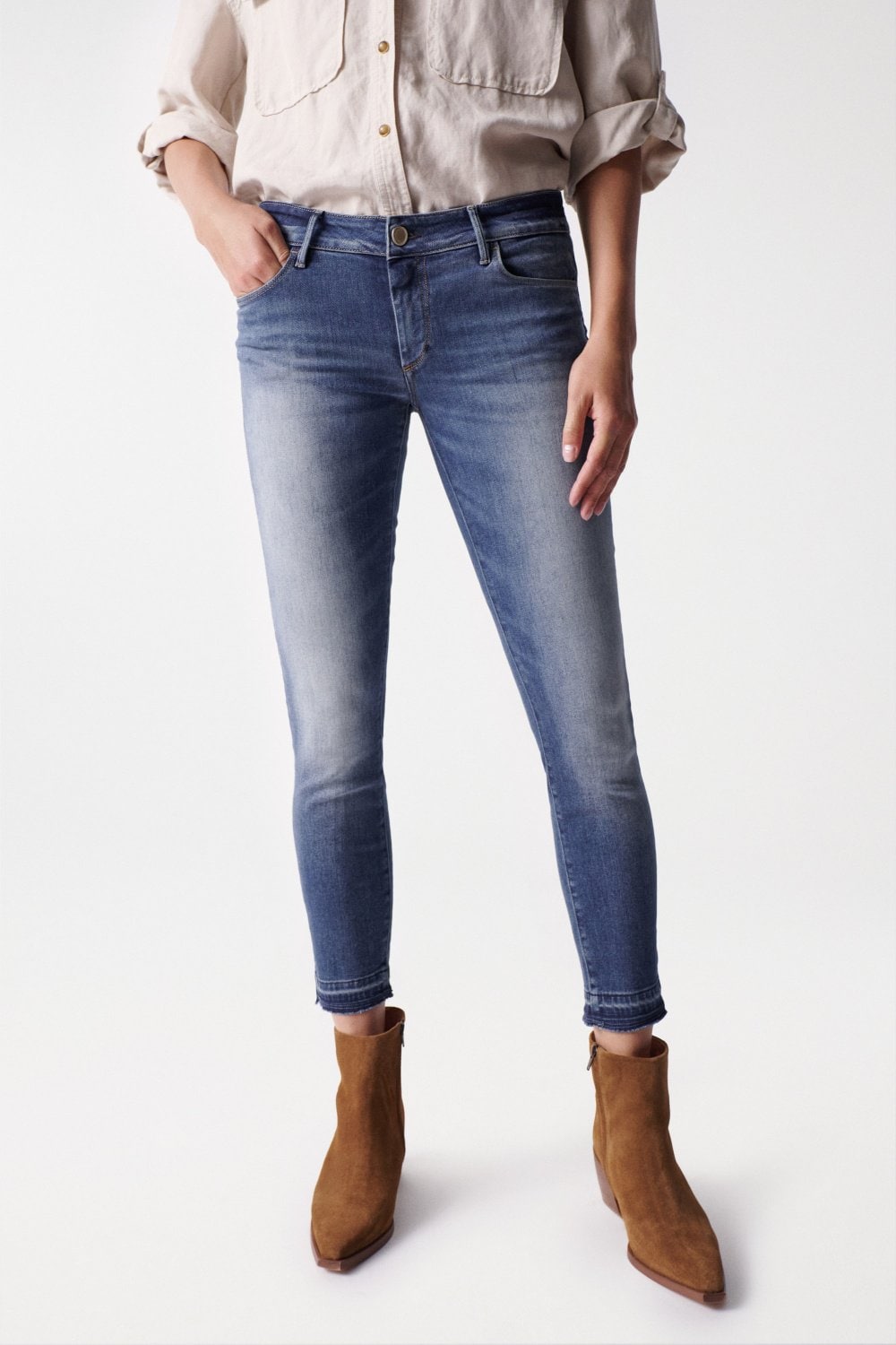 Wonder Cropped Skinny Push-Up in Medium Light Jeans Salsa Jeans   