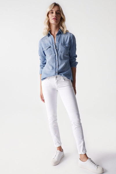 Denim Shirt Lightdenim in Light Wash Jeanshemden Salsa Jeans   