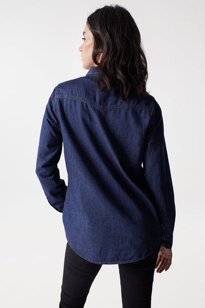 Denim Shirt Lightdenim in Rinse Wash Jeanshemden Salsa Jeans   