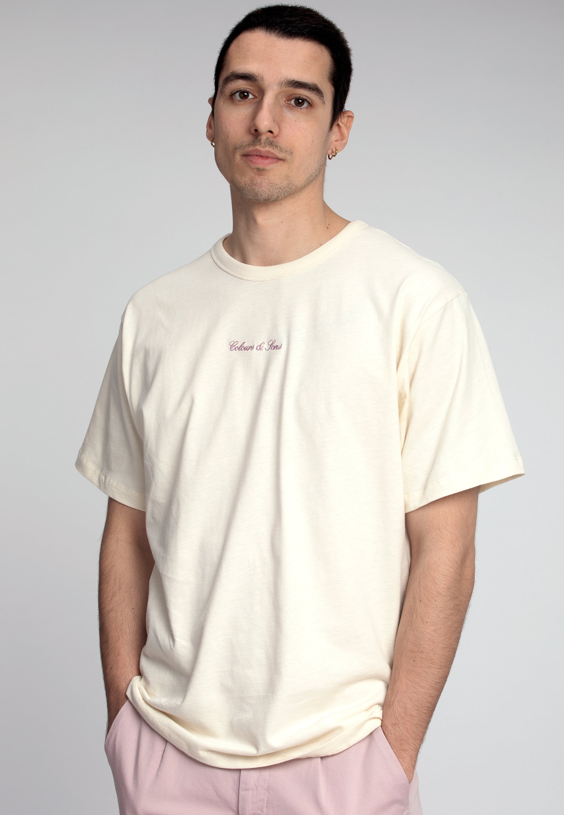 T-Shirt Basic Embroidery in Offwhite T-Shirts Colours and Sons   