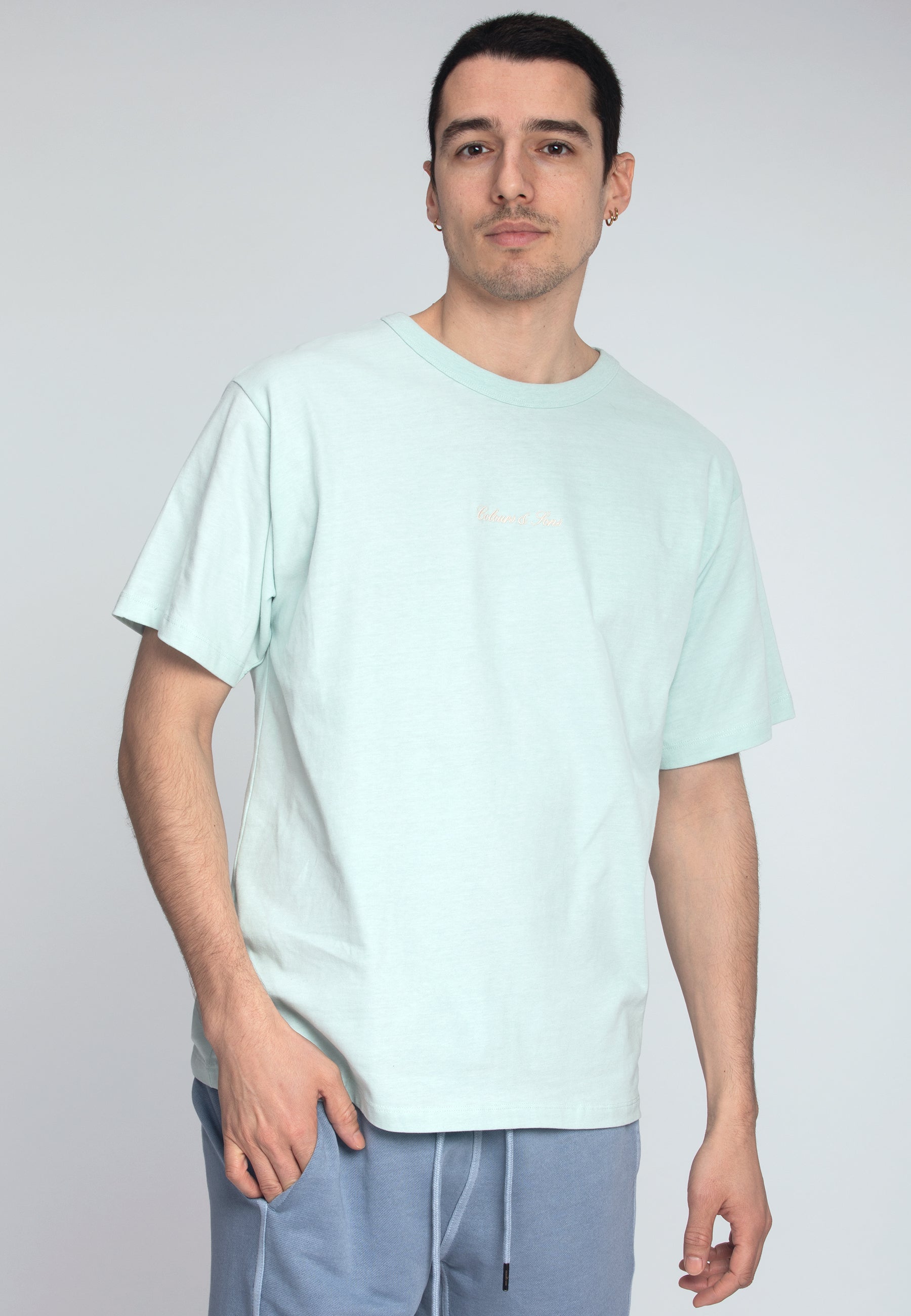 T-Shirt Basic Embroidery in Mist T-Shirts Colours and Sons   