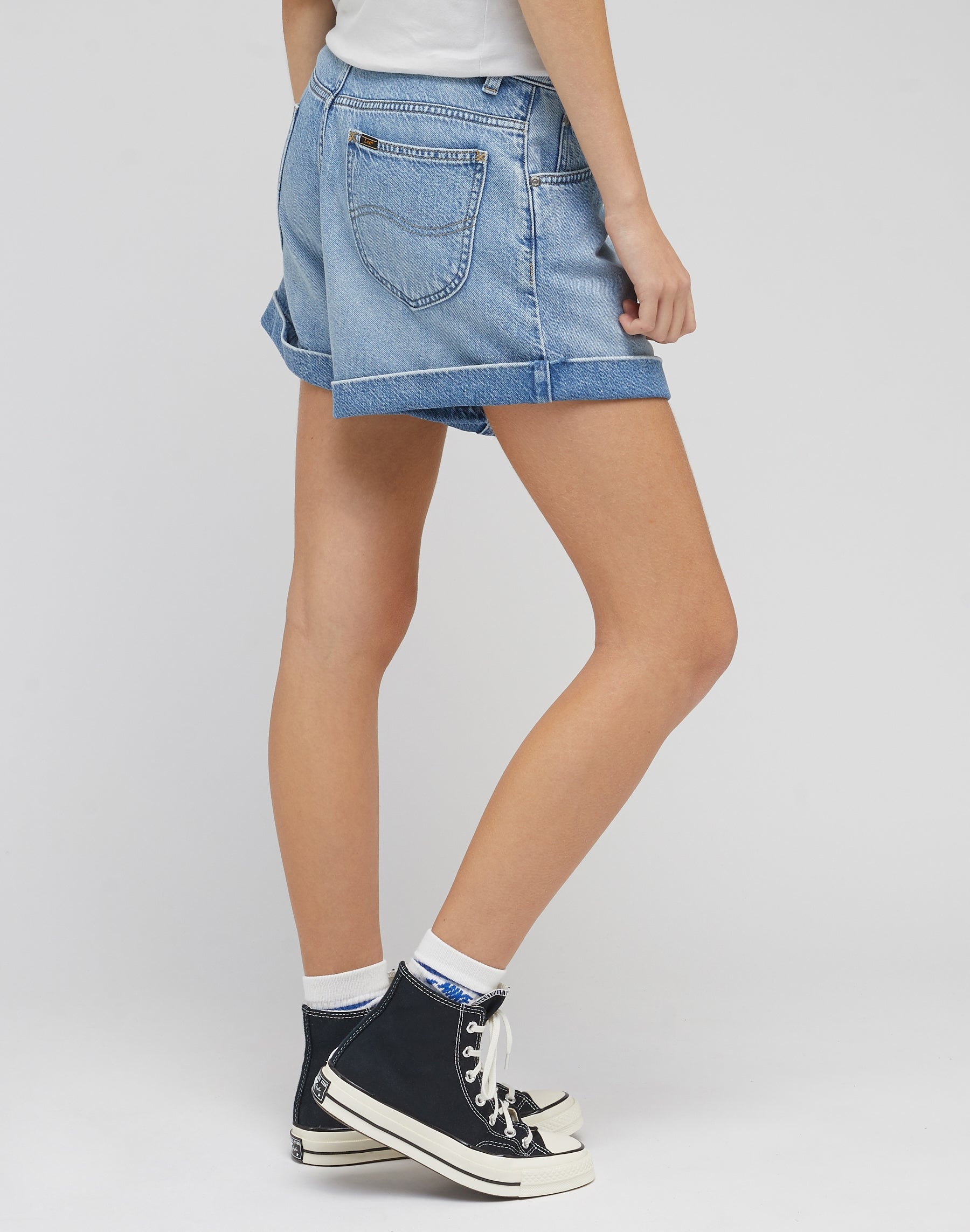 Pleated Short in Frosted Blue Jeansshorts Lee   