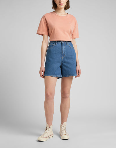 Plain Crew Neck Tee in Bright Coral T-Shirts Lee   