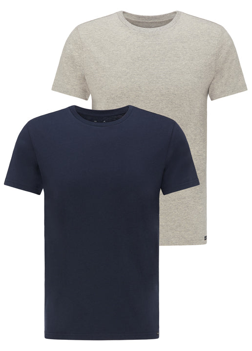 Twin Pack Crew in Greymele Navy T-Shirts Lee   