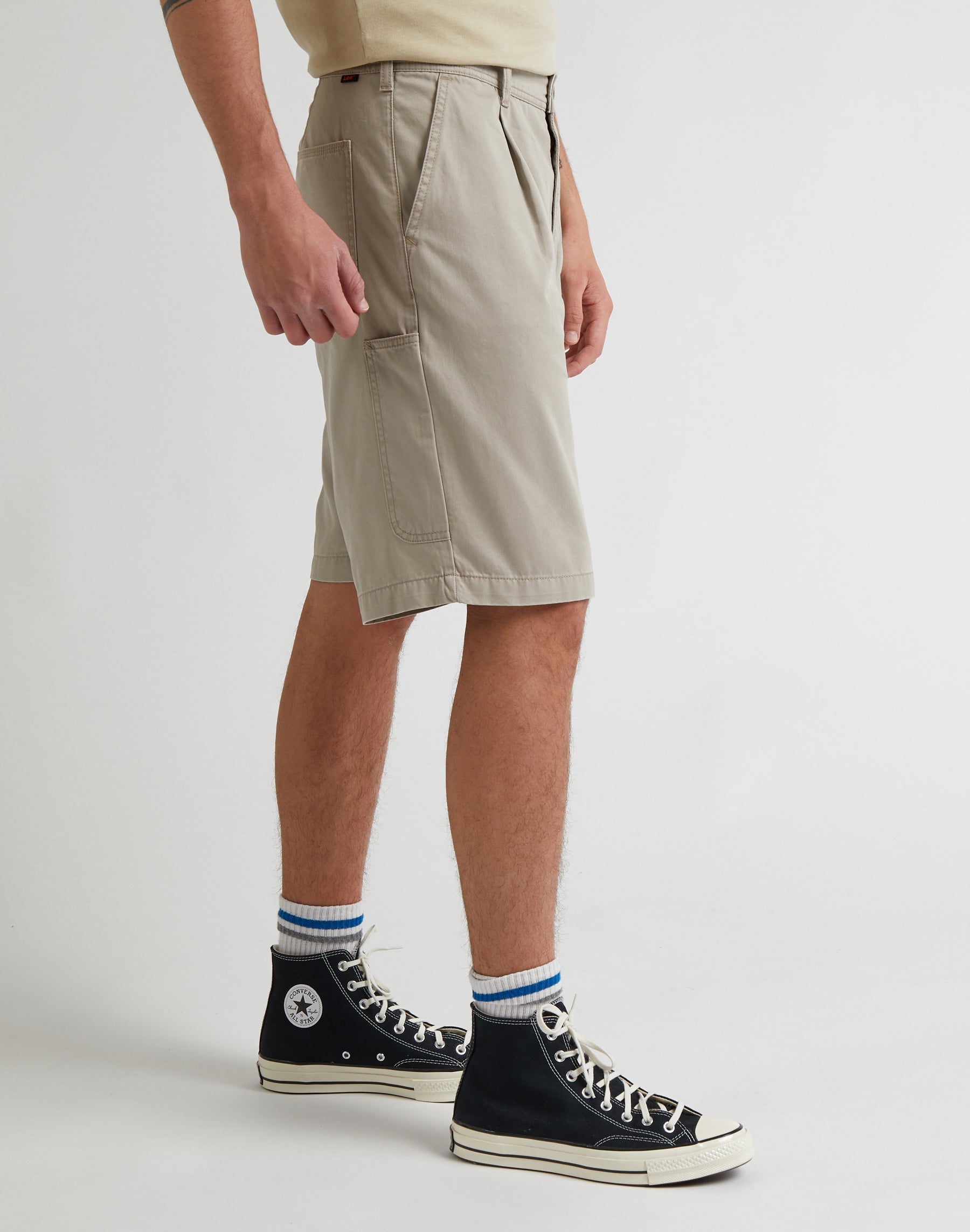 Pleated Chino Short in Stone Shorts Lee   