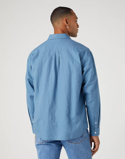 One Pocket Shirt in Captains Blue Hemden Wrangler   