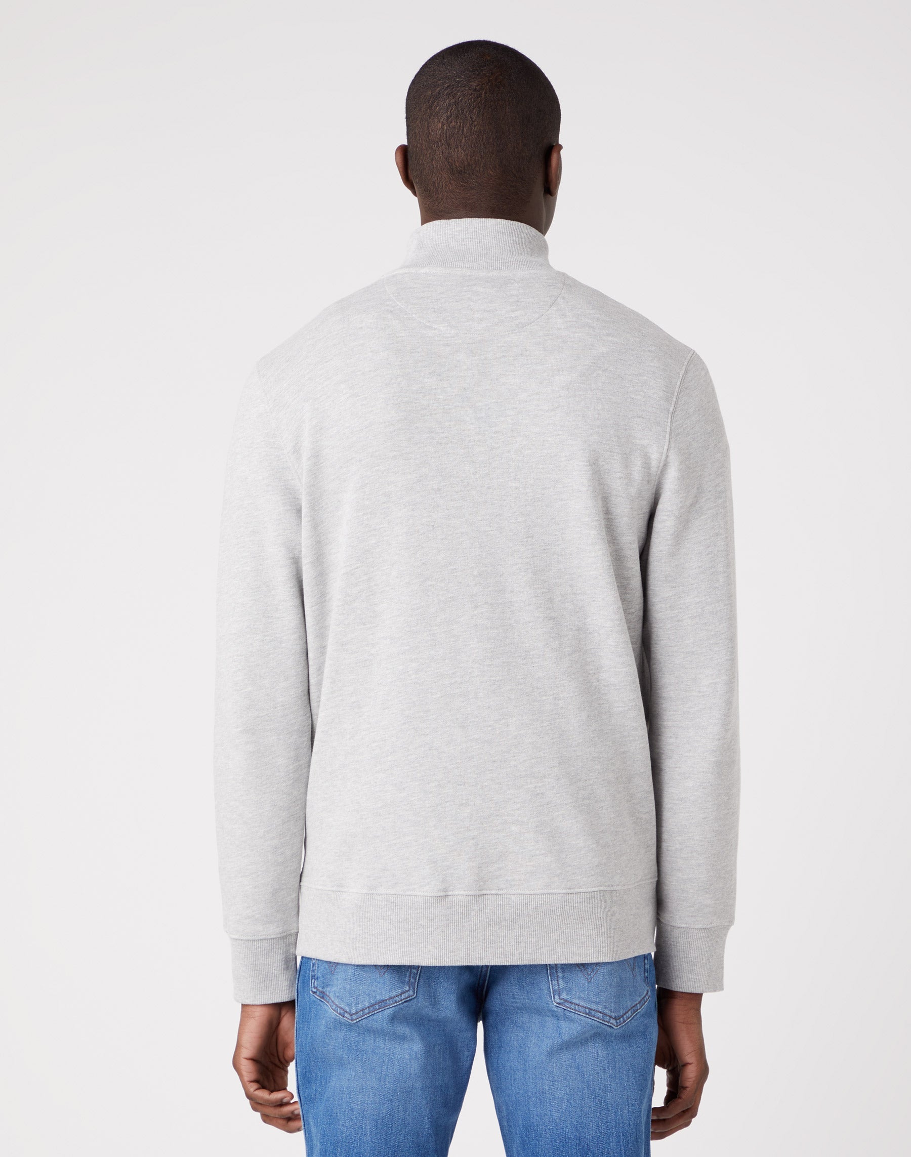 Funnel Neck Zip in Mid Grey Melange Sweatjacken Wrangler   