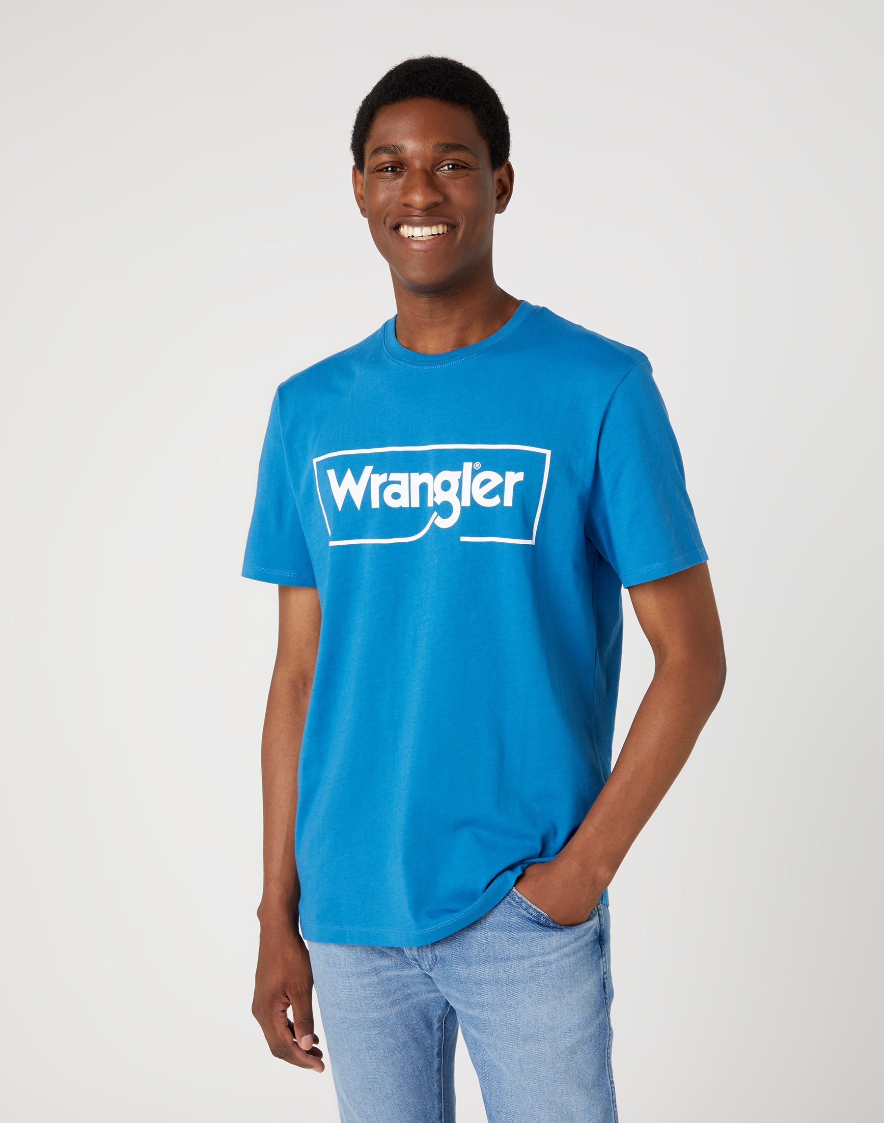 Frame Logo Tee in Deep Water T-Shirts Wrangler   