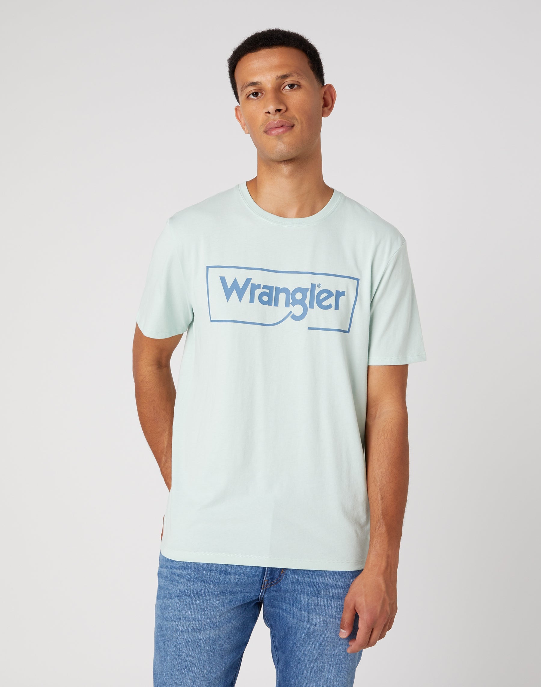 Frame Logo Tee in Surf Spray T-Shirts Wrangler   
