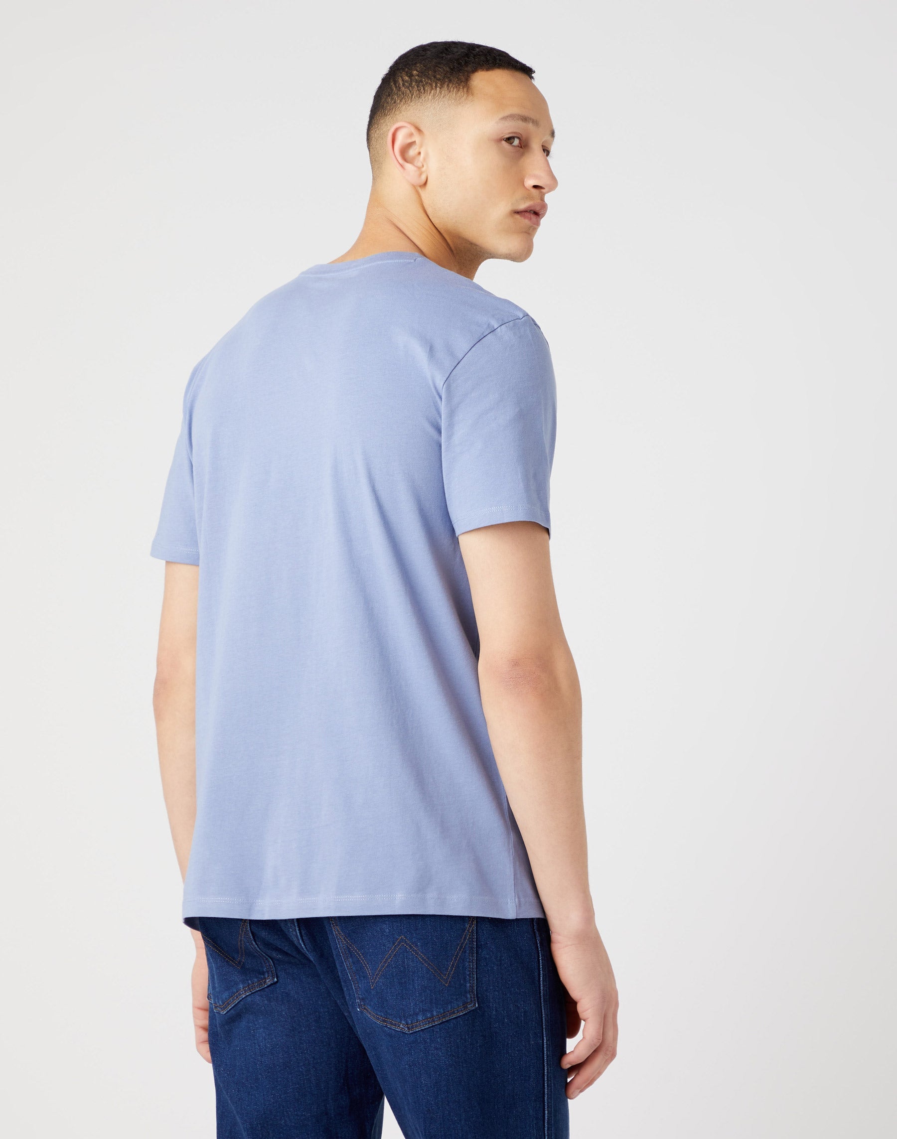 Sign Off Tee in Stone Wash Blue T-Shirts Wrangler   