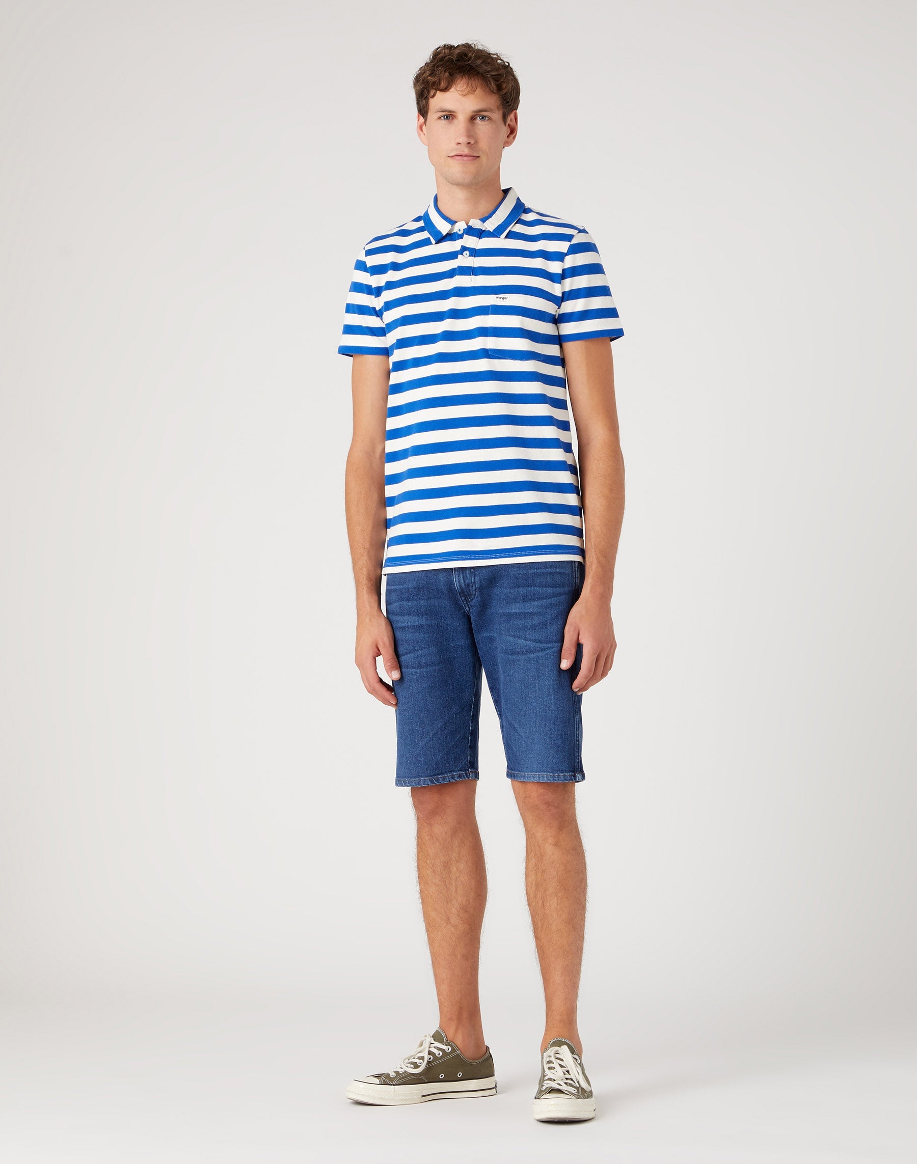 Stripe Polo Shirt in Wrangler Blue Polos Wrangler   