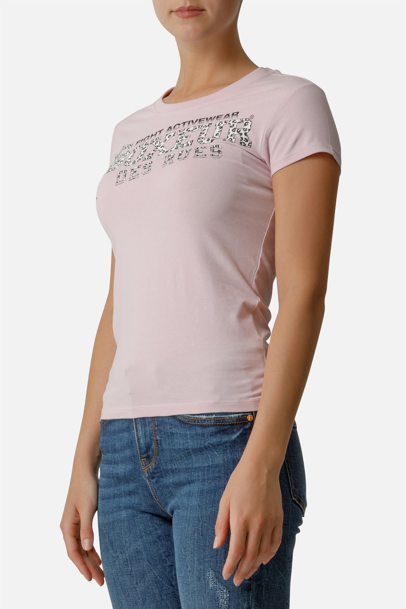 Front Logo Round Neck T-Shirt in Pink T-Shirts Boxeur des Rues   