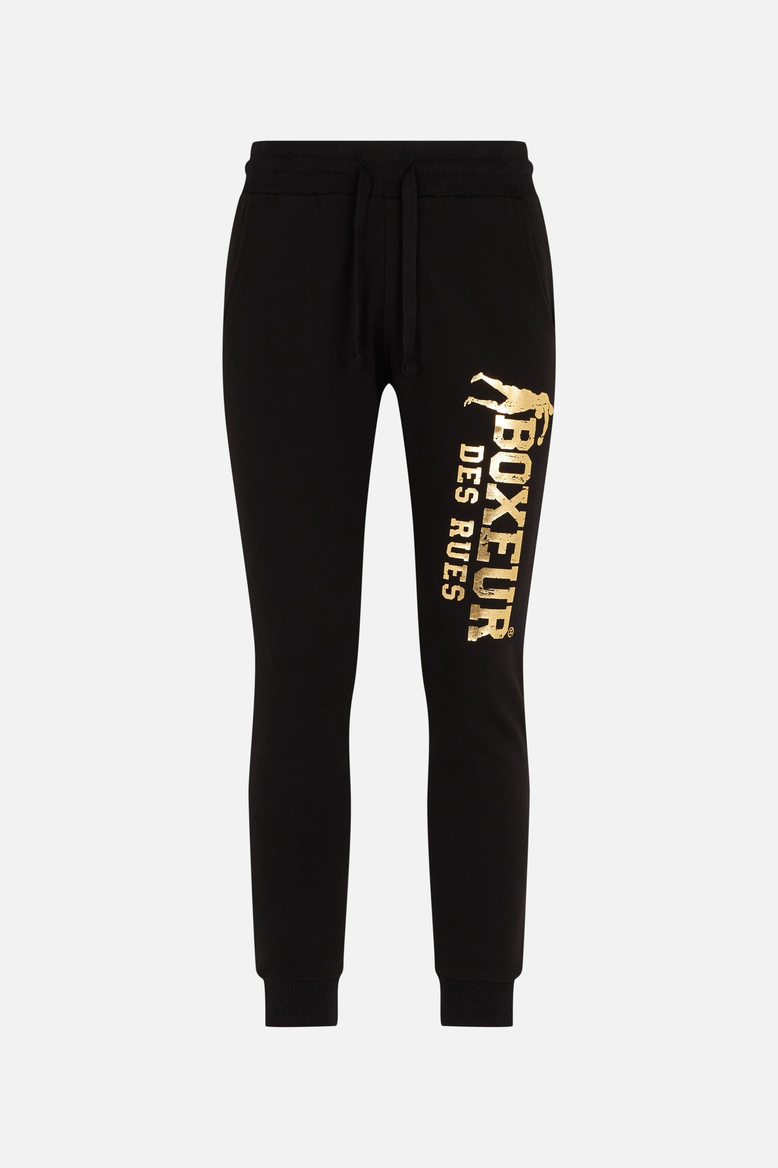 Slim Fit Sweatpant With Logo in Black-Gold Hosen Boxeur des Rues   