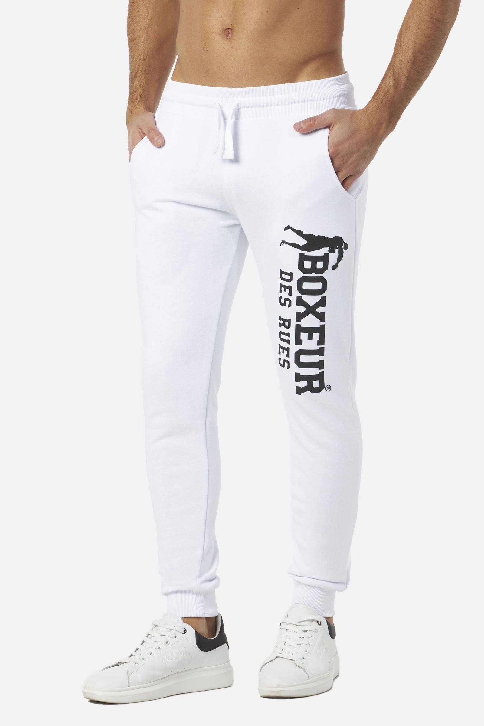 Slim Fit Sweatpant With Logo in White-Black Jogginghosen Boxeur des Rues   