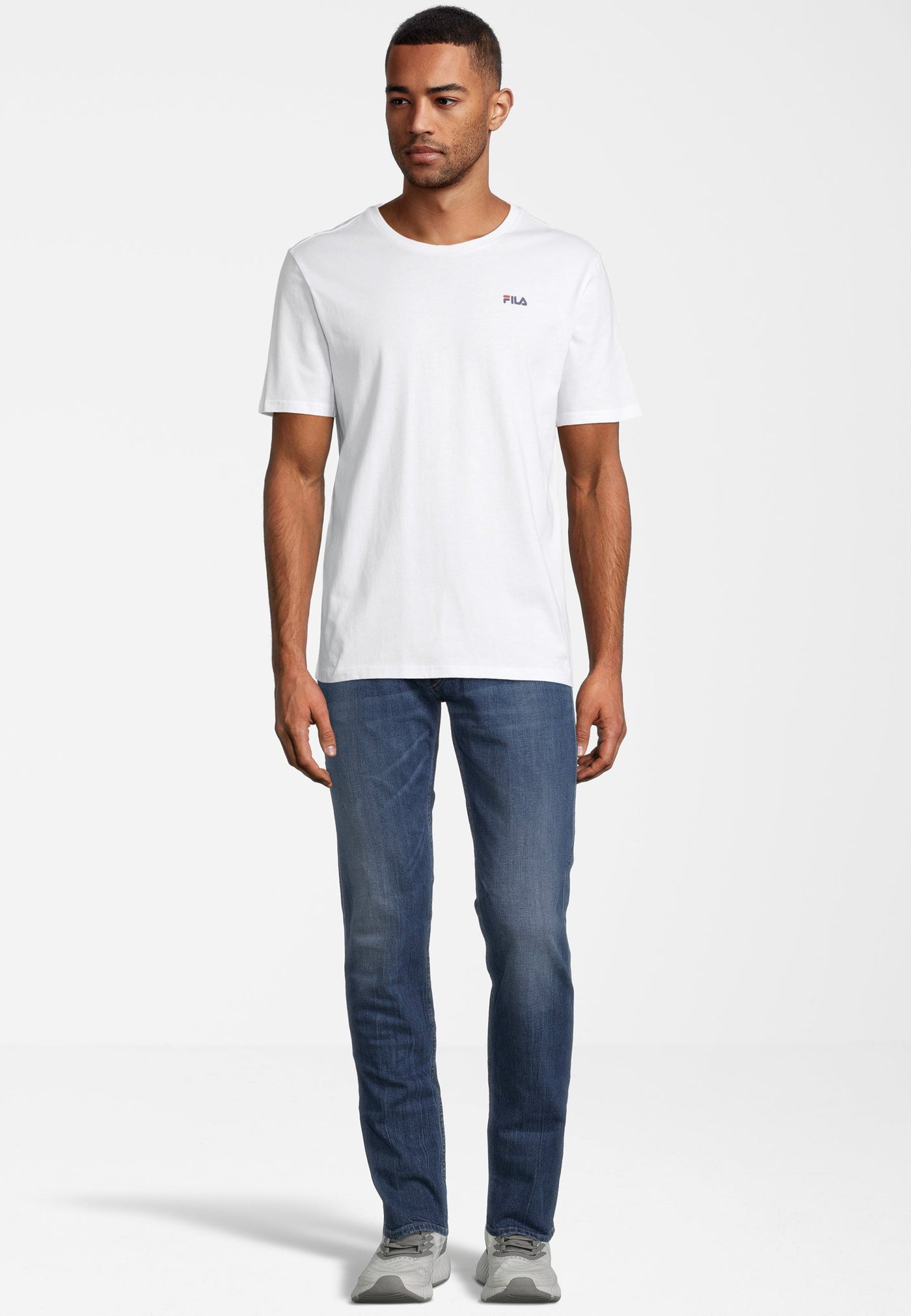 Brod Tee / Double Pack in Bright White-Light Grey Melange T-Shirts Fila   