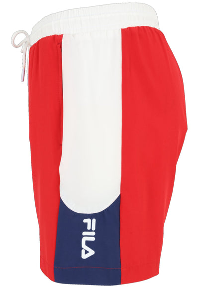 Sestu Swim Shorts in True Red-Bright White-Medieval Blue Badehosen Fila   