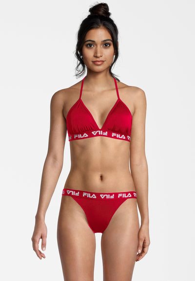 Split Triangle Bikini in True Red Bikini Fila   