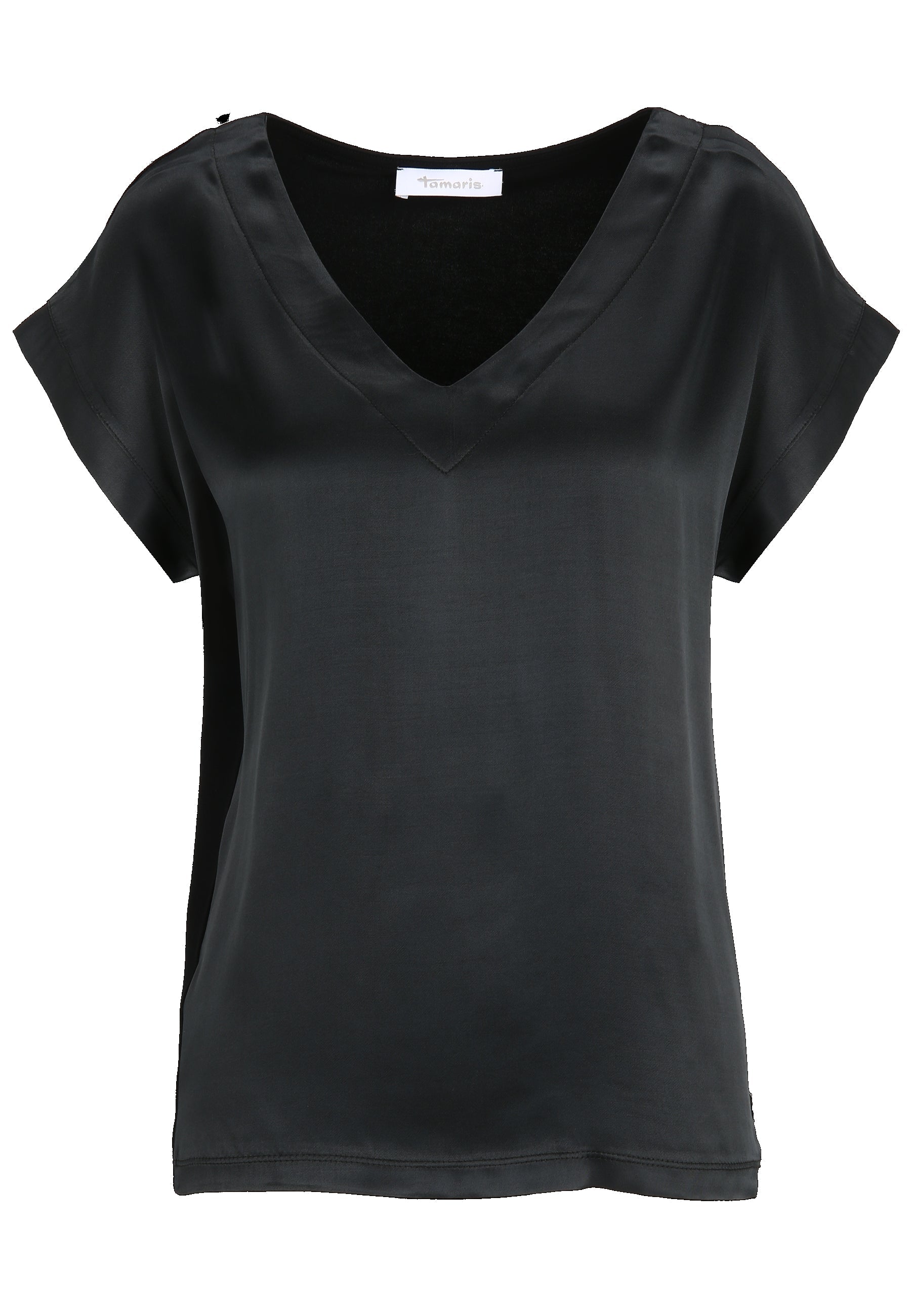 Alicante Drop Shoulder V-Neck Tee in Black Beauty T-Shirts Tamaris   